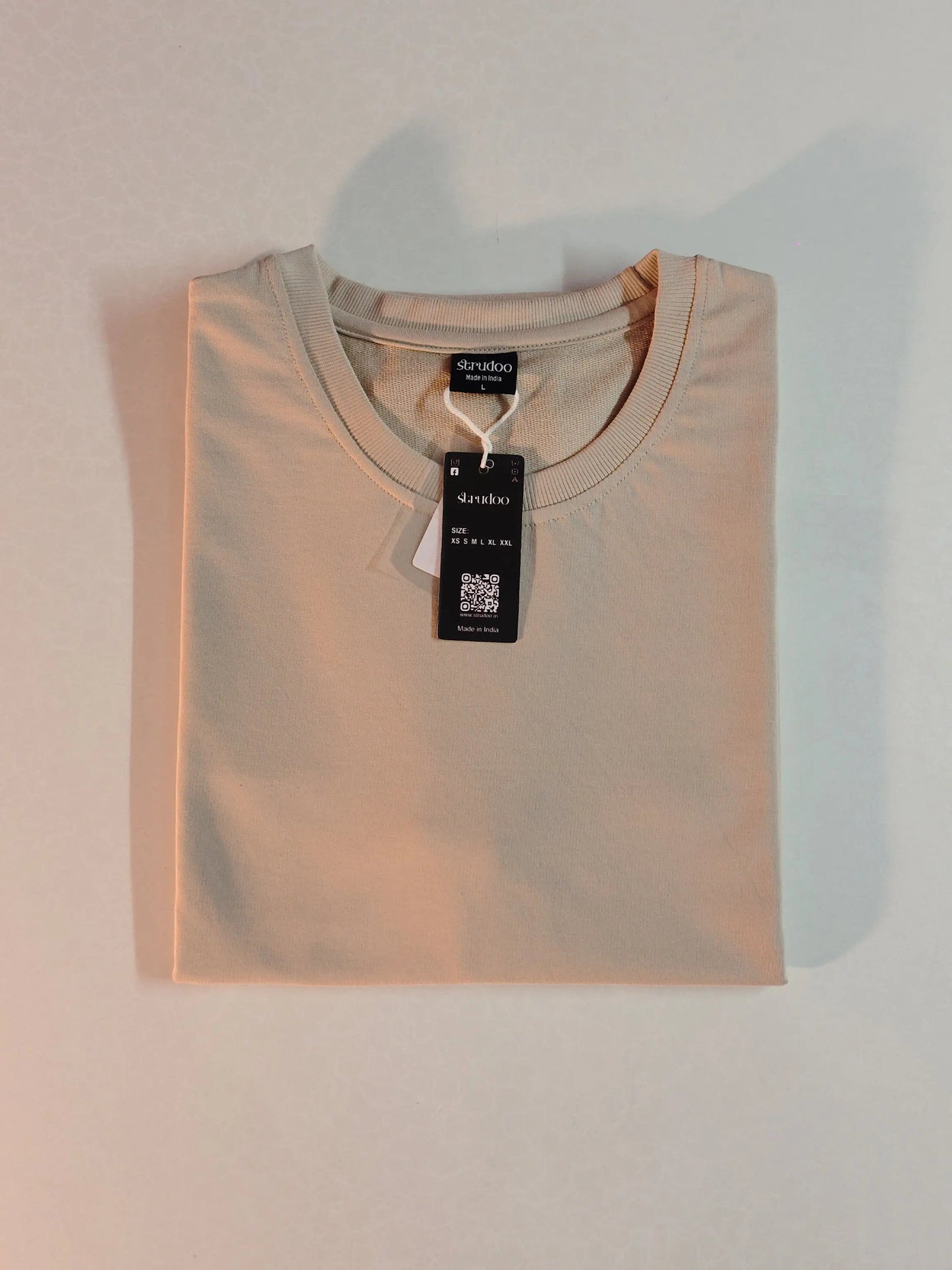 French Terry Cotton Oversize Fit T-shirt - Biege (Copy) Strudoo