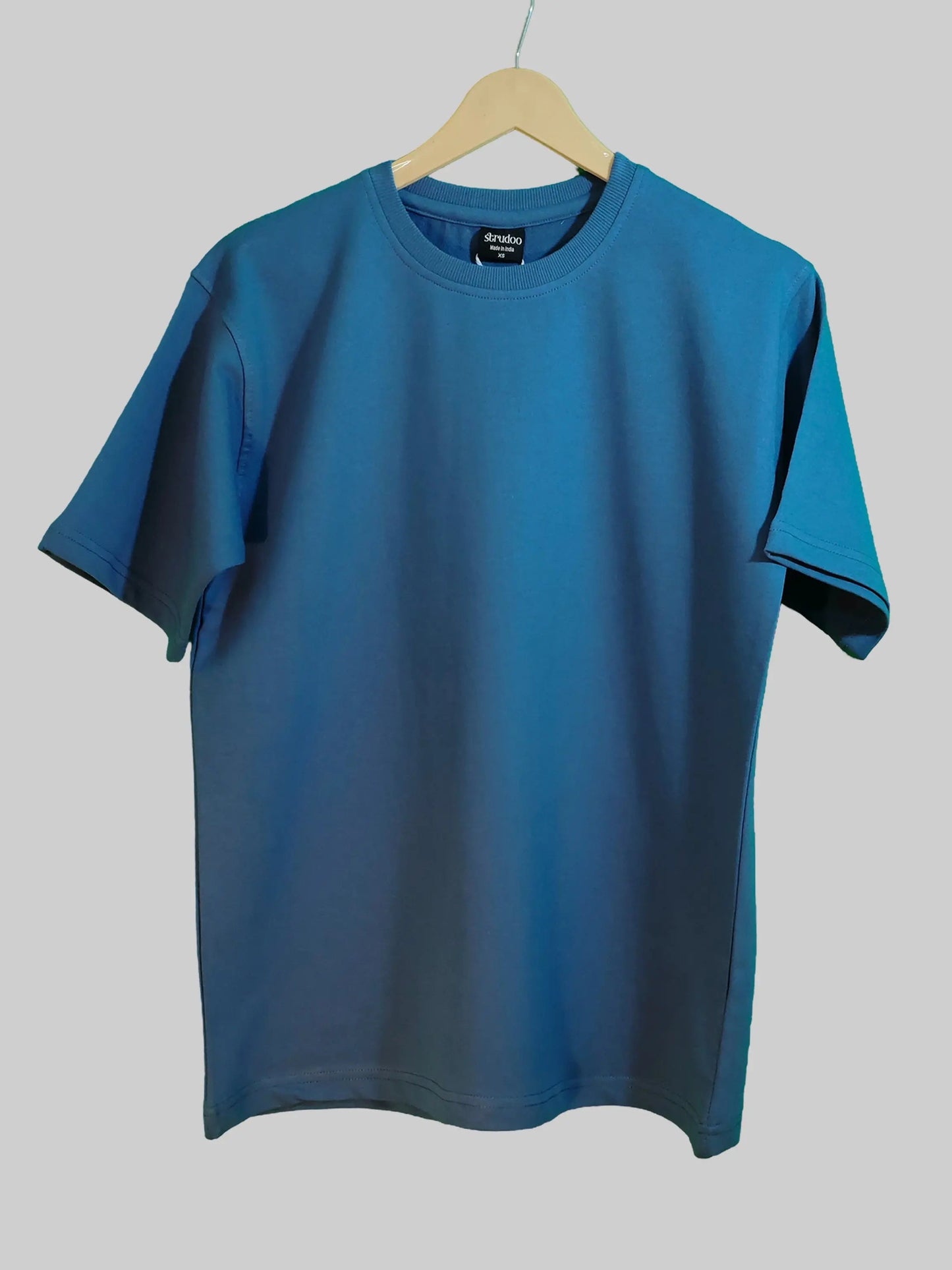 French Terry Cotton Oversize Fit T-shirt - Blue Strudoo