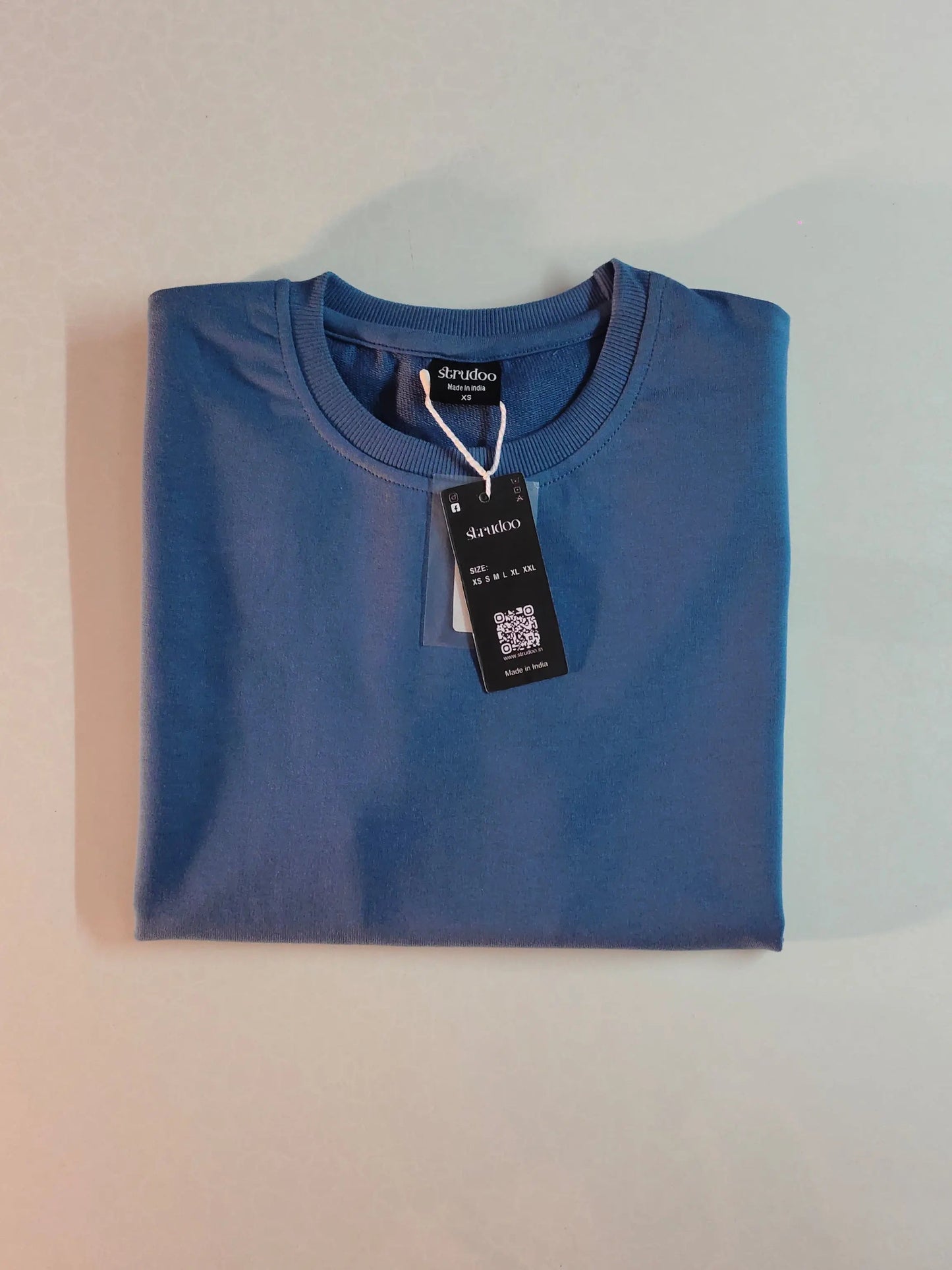 French Terry Cotton Oversize Fit T-shirt - Blue