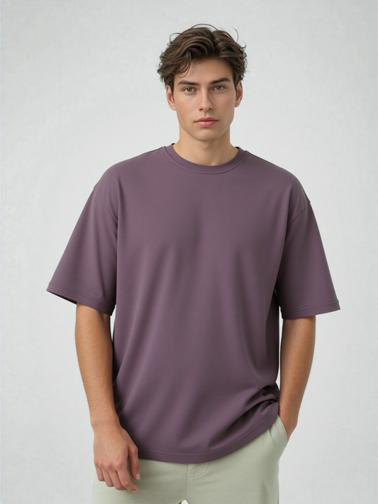 French Terry Cotton Oversize Fit T-shirt - Dusk Strudoo