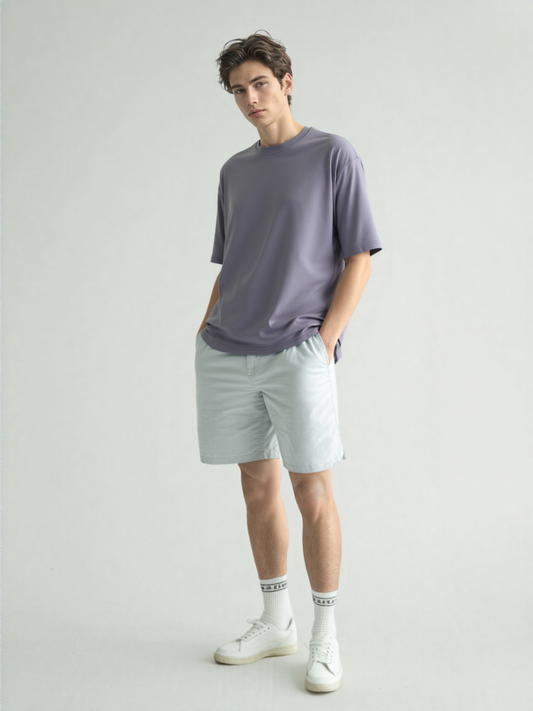 French Terry Cotton Oversize Fit T-shirt - Lavender Strudoo