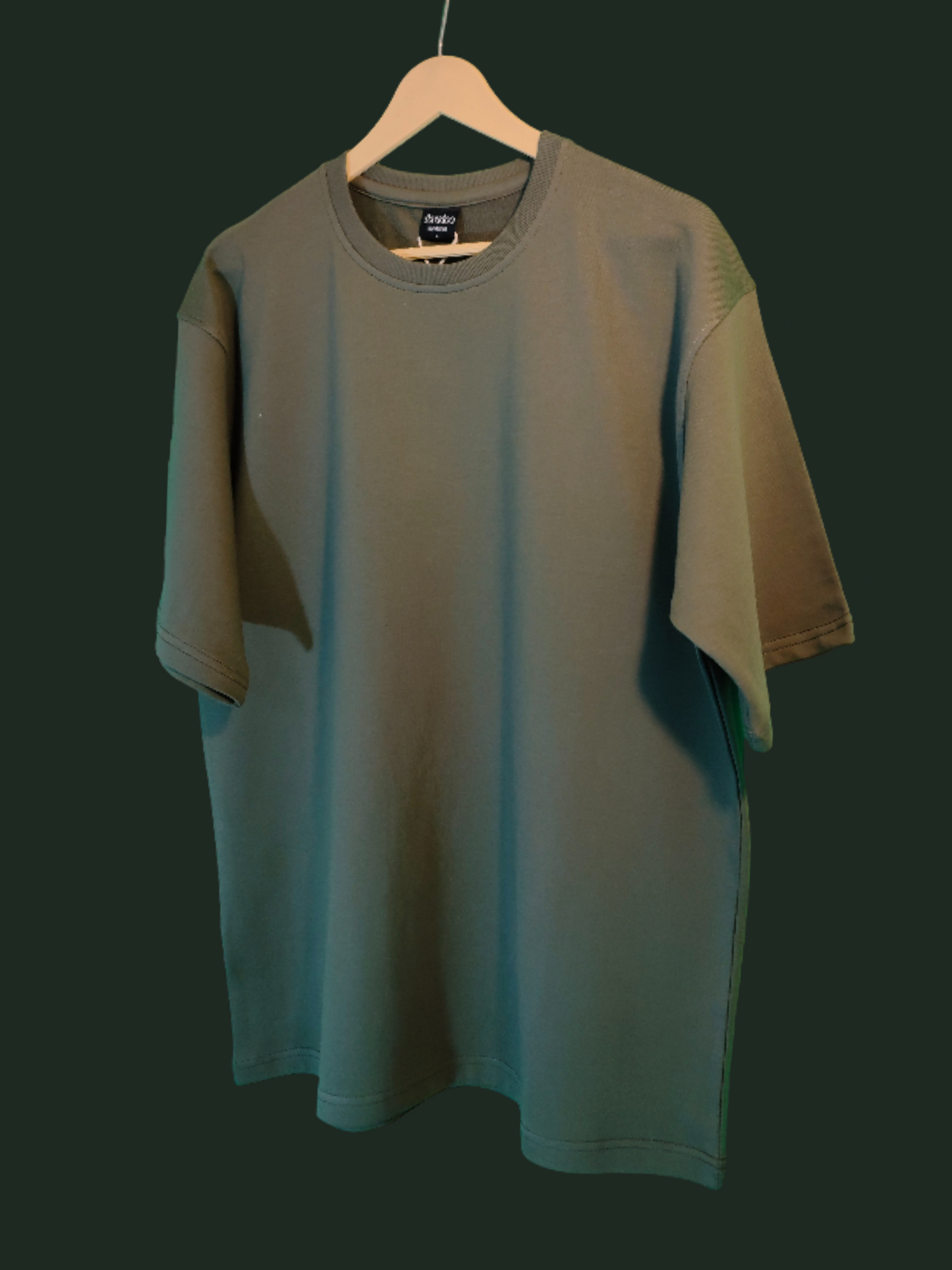 French Terry Cotton Oversize Fit T-shirt - Olive Green Strudoo