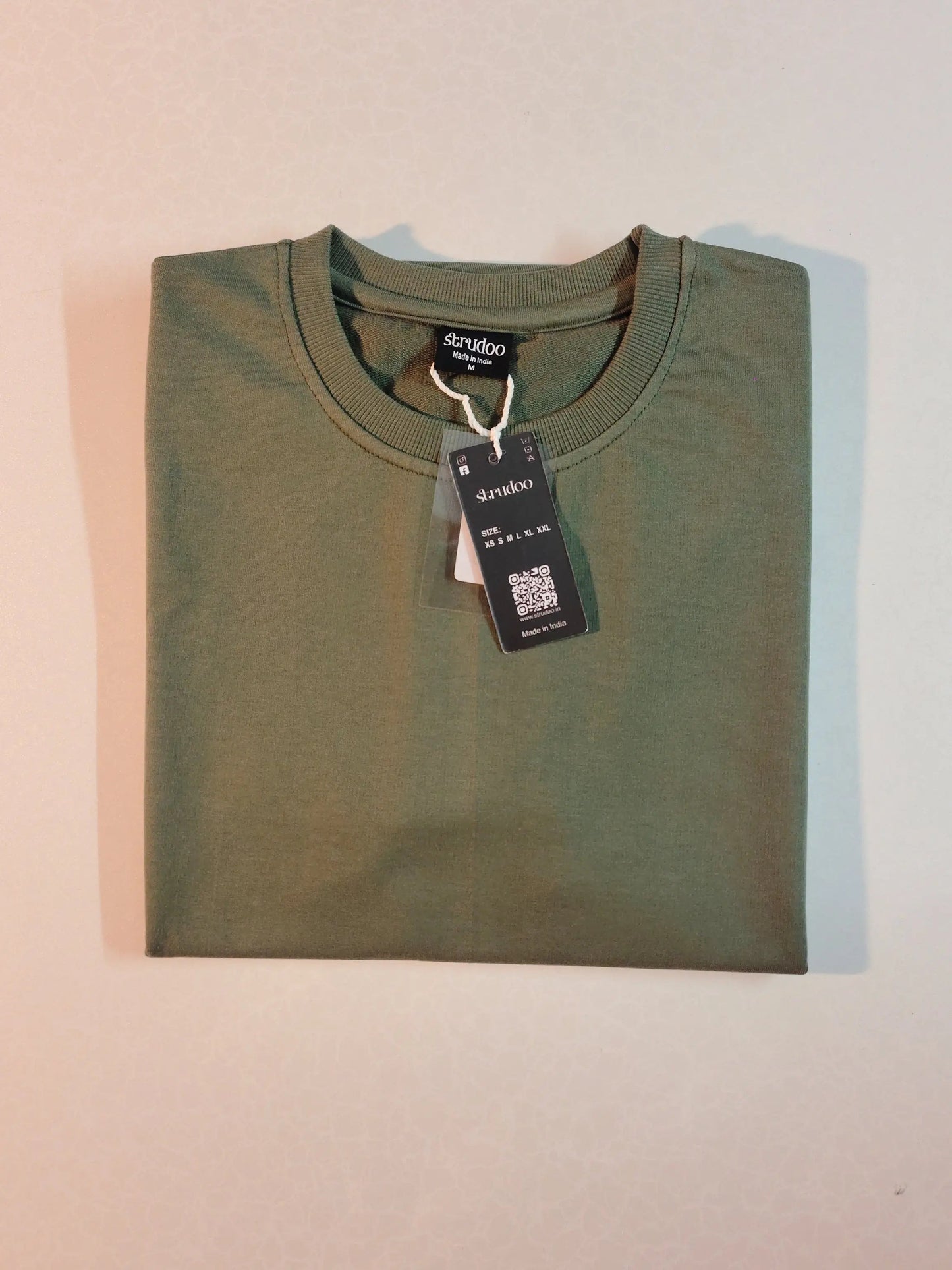 French Terry Cotton Oversize Fit T-shirt - Olive Green