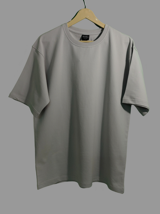 French Terry Cotton Oversize Fit T-shirt - Smoke White Strudoo