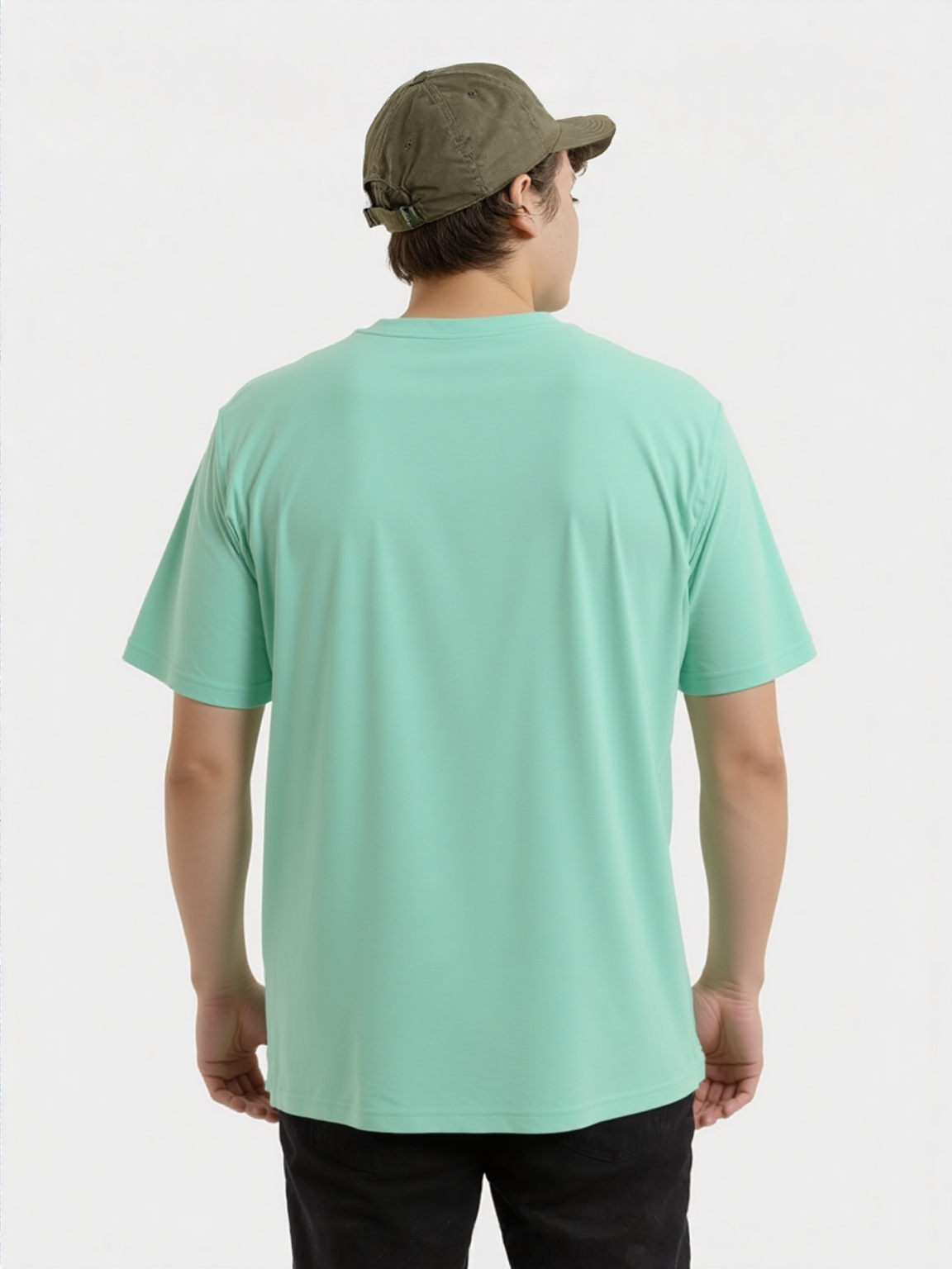 French Terry Cotton Oversize Fit T-shirt - Pale Teal Strudoo