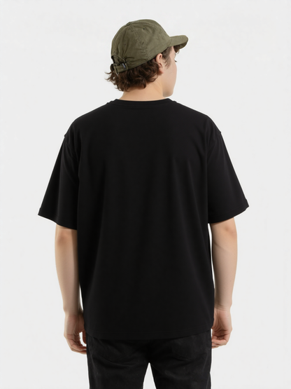 French Terry Cotton Oversize Fit T-shirt - Black Strudoo