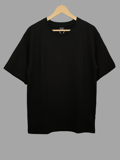 French Terry Cotton Oversize Fit T-shirt - Black Strudoo
