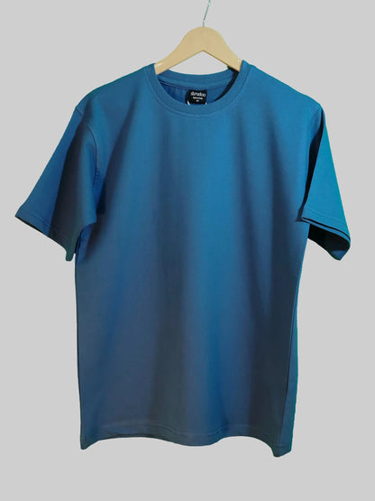 French Terry Cotton Oversize Fit T-shirt - Blue Strudoo