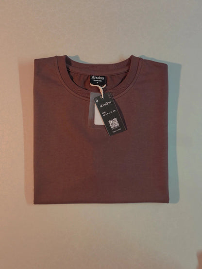 French Terry Cotton Oversize Fit T-shirt - Brown