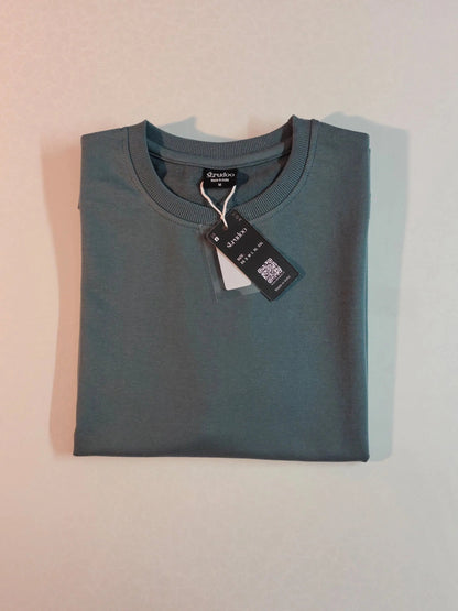 French Terry Cotton Oversize Fit T-shirt - Electric Blue