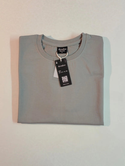 French Terry Cotton Oversize Fit T-shirt - Light Grey