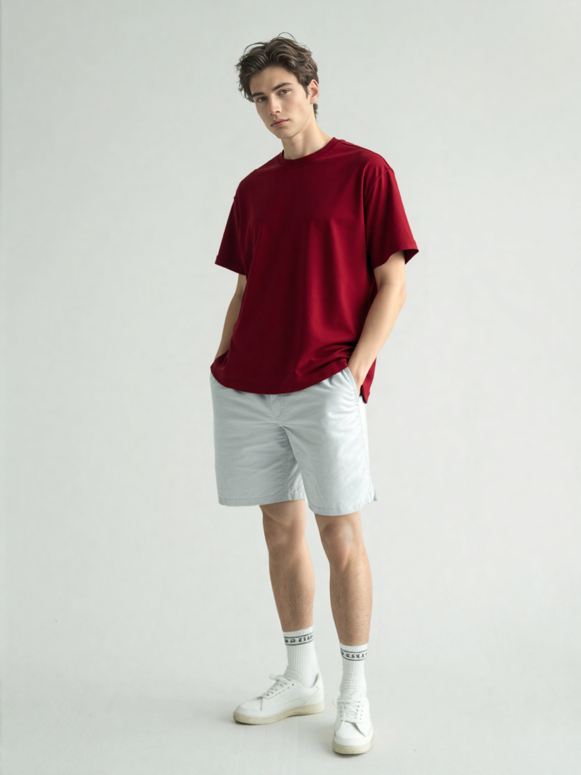 French Terry Cotton Oversize Fit T-shirt - Red Strudoo