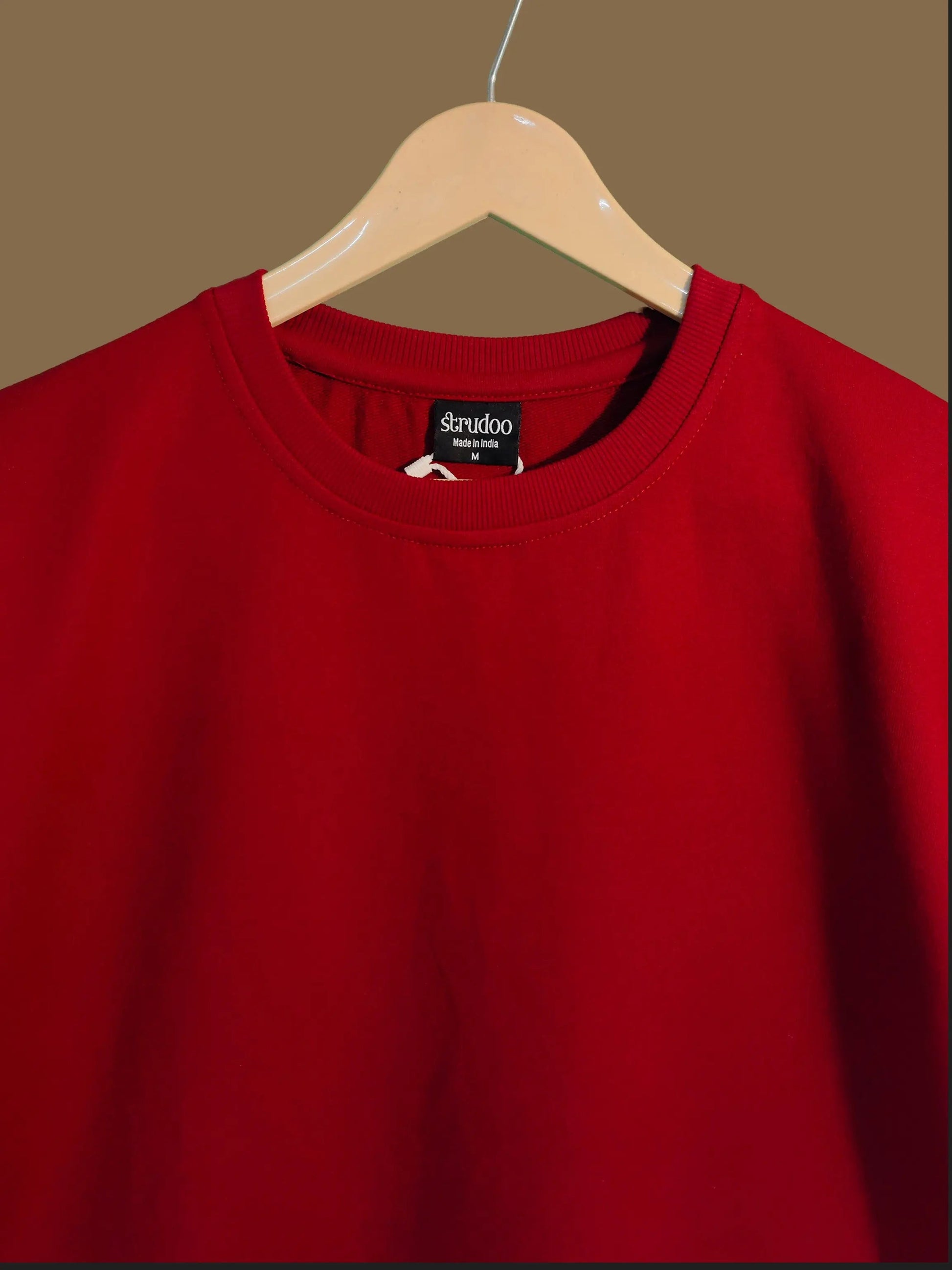 French Terry Cotton Oversize Fit T-shirt - Red Strudoo