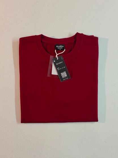 French Terry Cotton Oversize Fit T-shirt - Red