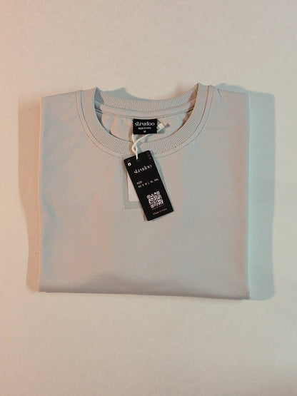 French Terry Cotton Oversize Fit T-shirt - Smoke White